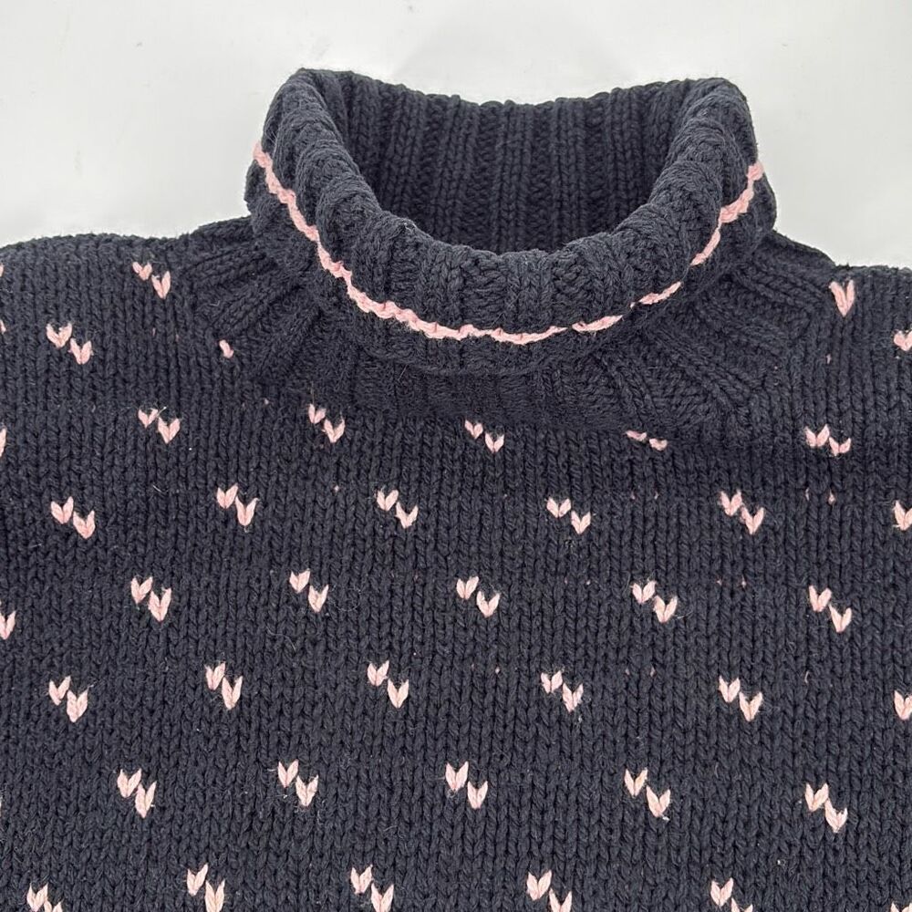 Vintage Liz Sports Petite Hand Knit Cotton Floral Chunky Turtleneck Sweater Mult - Picture 2 of 7